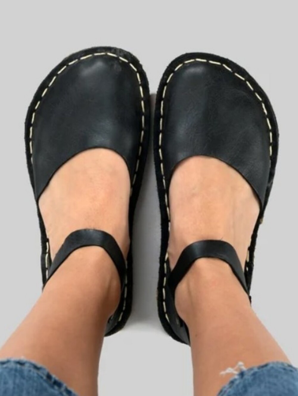 Atlantis Barefoot Handmade Black Leather Sandals